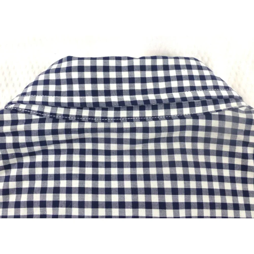 Abercrombie & Fitch Navy Blue‎ Gingham Check Button Down Casual Shirt Xxl Preppy
